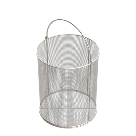 Anysizebasket Round Wire Mesh Basket: 10Dia. x 12H, 304 SS, 3/16 Rod Frame, Mesh: 4 x .063 TMT-100RND120-C04S
